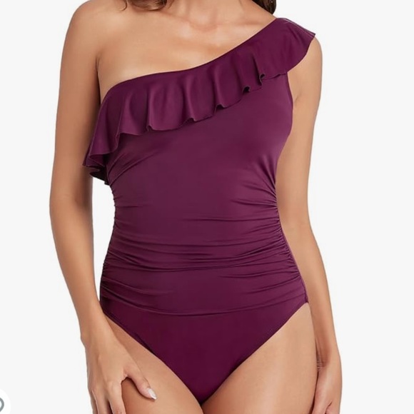Hilor Other - HILOR One Shoulder Asymmetric Ruffle Swimsuit